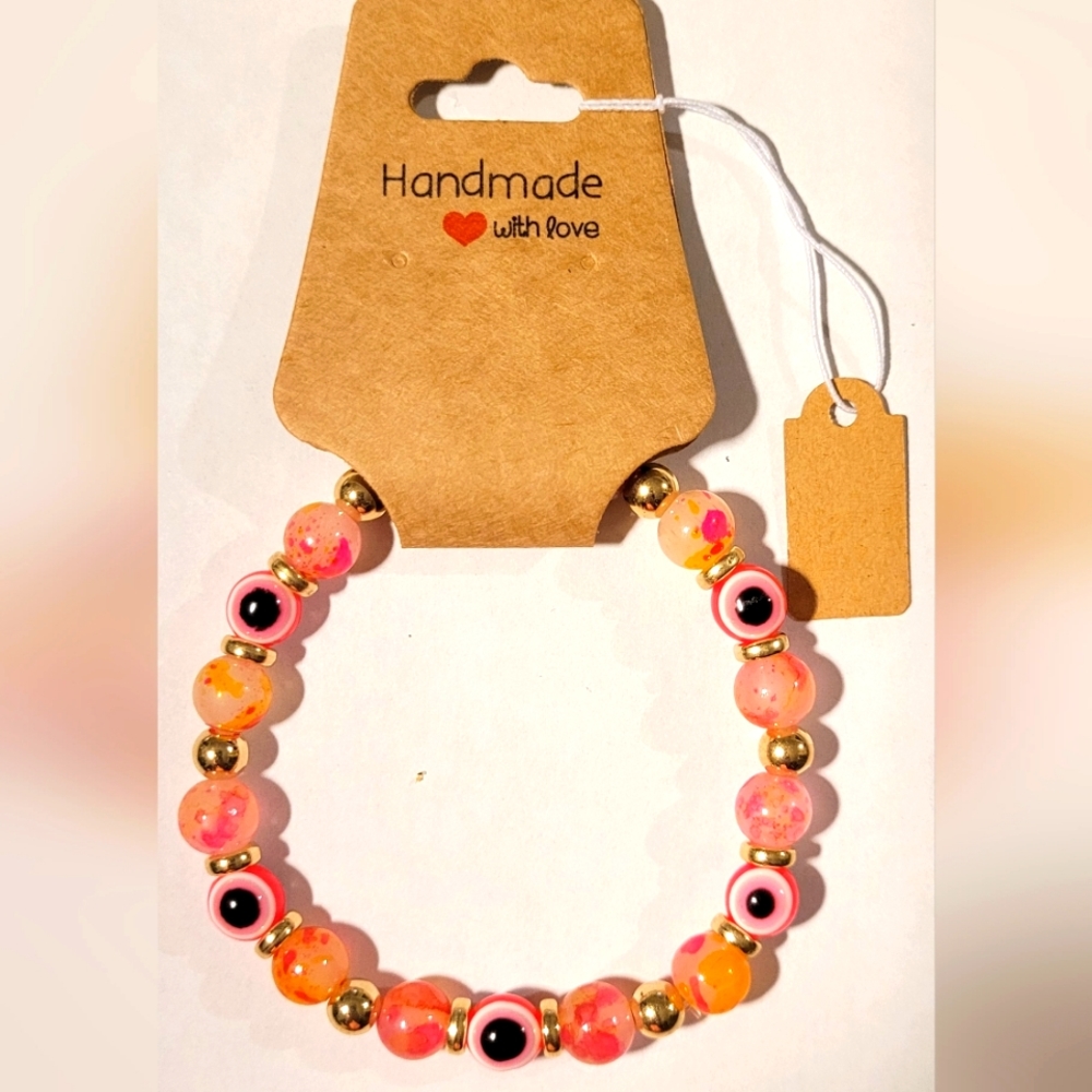 Pink Evil Eye Beaded Protection Mal De Ojo Luck Fashion Bracelet